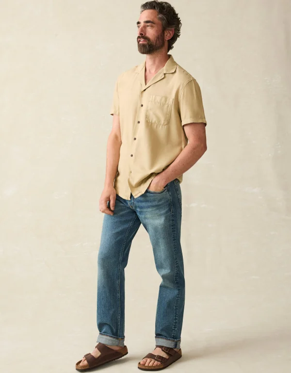 Shirts | Faherty Brand Short-Sleeve Getaway Camp Shirt - Safari Khaki