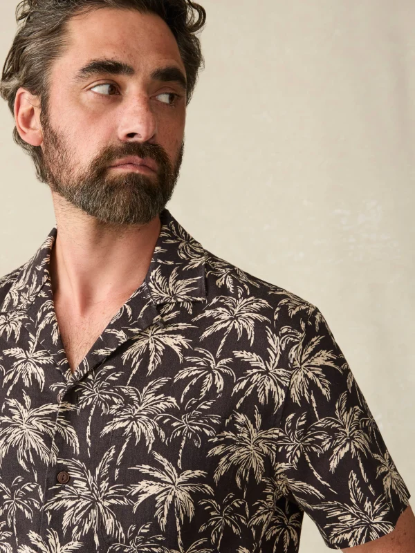 Shirts | Faherty Brand Short-Sleeve Hemp Blend Camp Shirt - Charcoal Tropic Trees