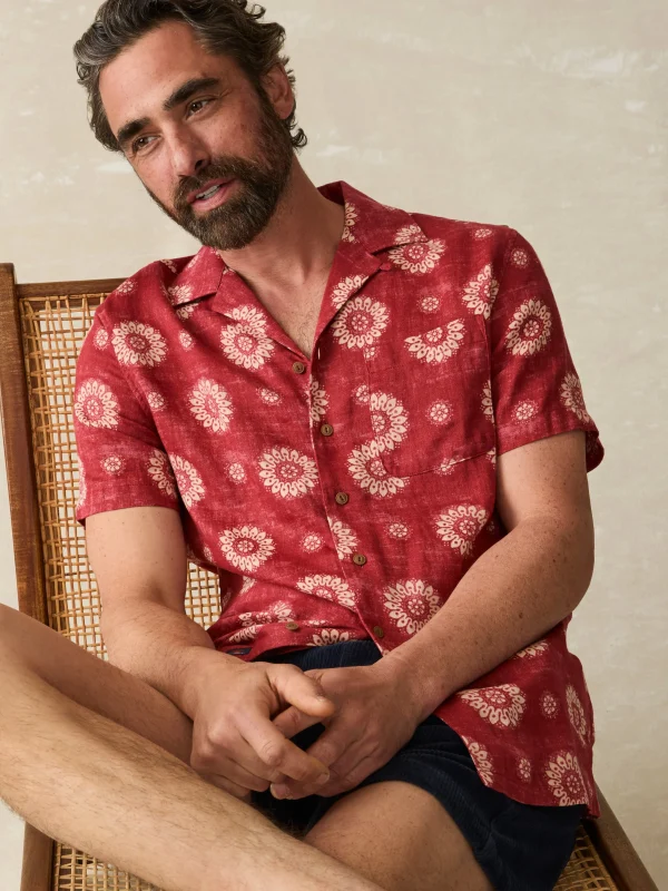 Shirts | Faherty Brand Short-Sleeve Hemp Blend Camp Shirt - Sun Blossom