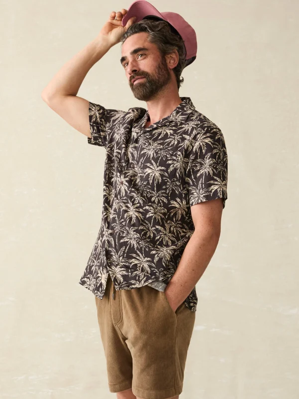 Shirts | Faherty Brand Short-Sleeve Hemp Blend Camp Shirt - Charcoal Tropic Trees