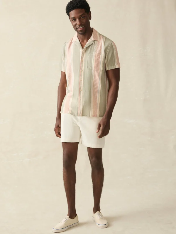 Shirts | Faherty Brand Short-Sleeve Hemp Blend Camp Shirt - Forest Isle Stripe