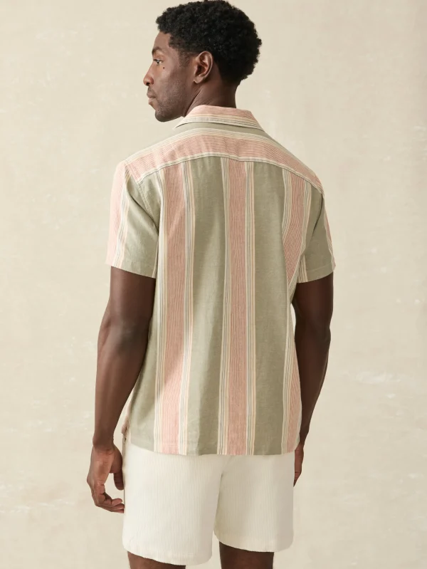 Shirts | Faherty Brand Short-Sleeve Hemp Blend Camp Shirt - Forest Isle Stripe