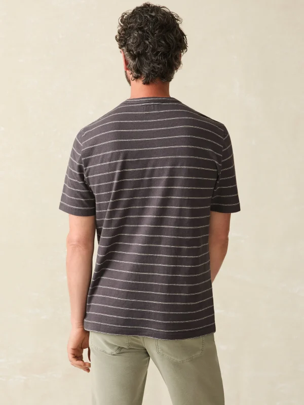 T-Shirts & Henleys | Faherty Brand Short-Sleeve Hemp Blend Tee - Black Iron Ivory Stripe