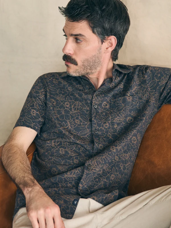 Shirts | Faherty Brand Short-Sleeve Hermosa Knit Shirt - Charcoal Gold Bouquet