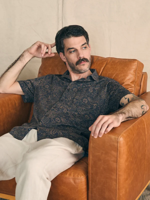 Shirts | Faherty Brand Short-Sleeve Hermosa Knit Shirt - Charcoal Gold Bouquet