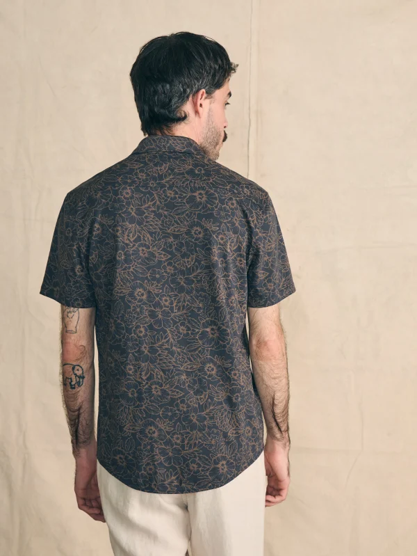 Shirts | Faherty Brand Short-Sleeve Hermosa Knit Shirt - Charcoal Gold Bouquet