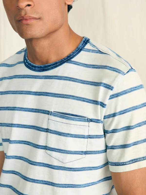 T-Shirts & Henleys | Faherty Brand Short-Sleeve Indigo Pocket Tee - Indigo Tide Stripe