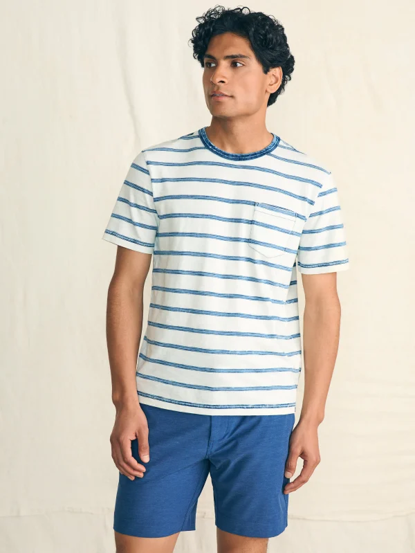 T-Shirts & Henleys | Faherty Brand Short-Sleeve Indigo Pocket Tee - Indigo Tide Stripe