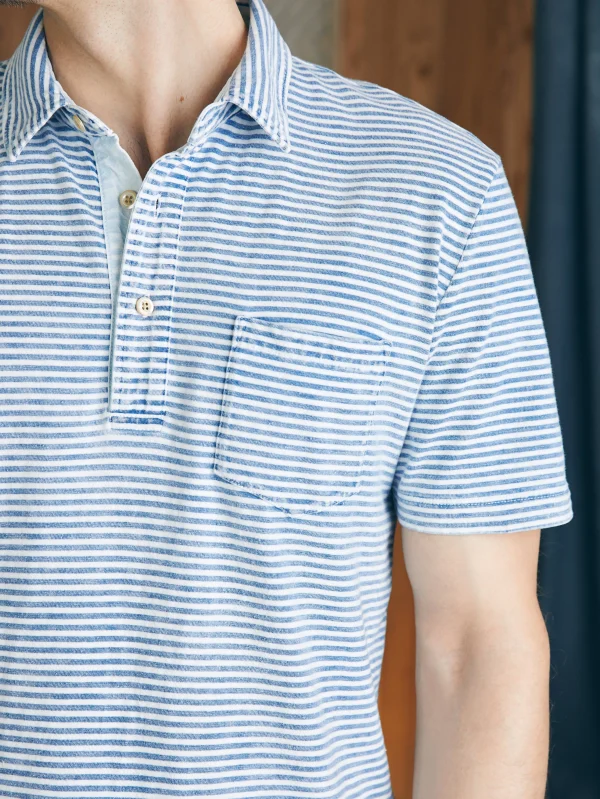 Polo Shirts | Faherty Brand Short-Sleeve Indigo Polo Shirt - Azure Stream Stripe