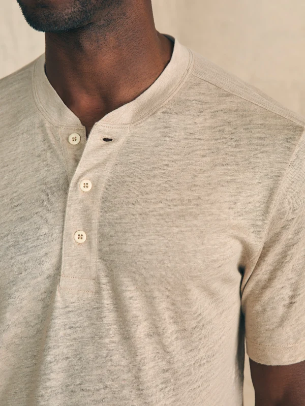 T-Shirts & Henleys | Faherty Brand Short-Sleeve Linen Henley - Natural