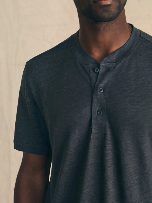 T-Shirts & Henleys | Faherty Brand Short-Sleeve Linen Henley - Black Iron