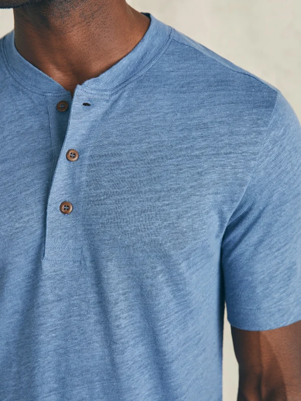 T-Shirts & Henleys | Faherty Brand Short-Sleeve Linen Henley - Breaker Blue