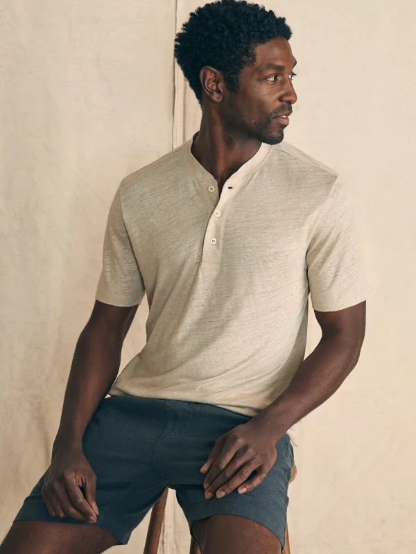 T-Shirts & Henleys | Faherty Brand Short-Sleeve Linen Henley - Natural