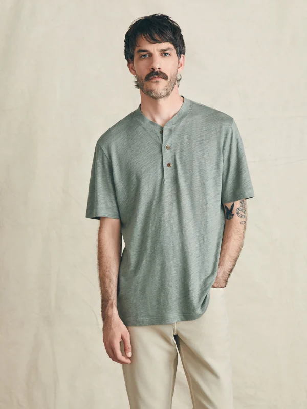 T-Shirts & Henleys | Faherty Brand Short-Sleeve Linen Henley - Desert Olive