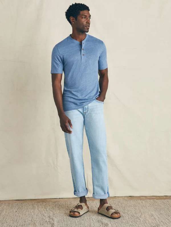 T-Shirts & Henleys | Faherty Brand Short-Sleeve Linen Henley - Breaker Blue