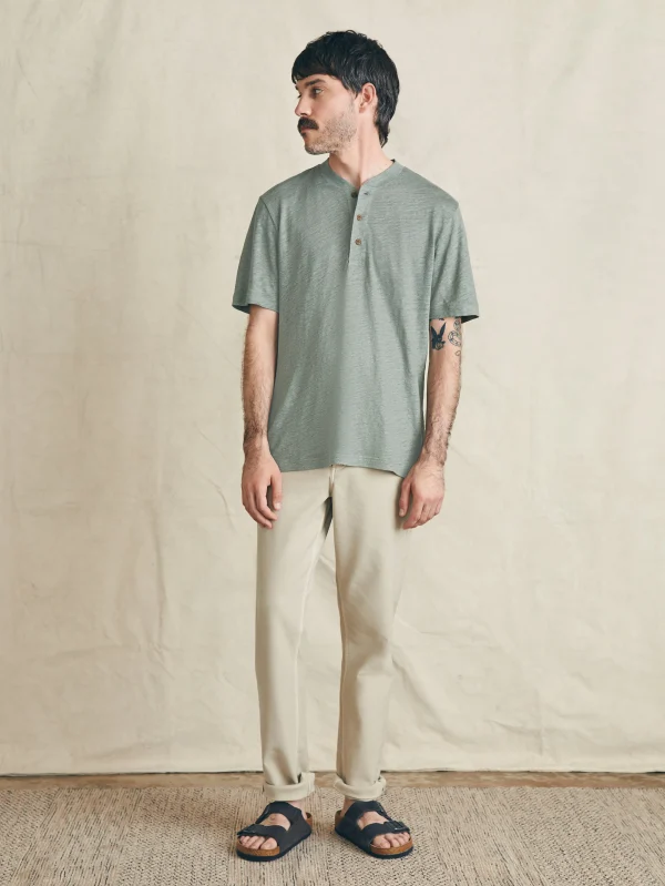 T-Shirts & Henleys | Faherty Brand Short-Sleeve Linen Henley - Desert Olive