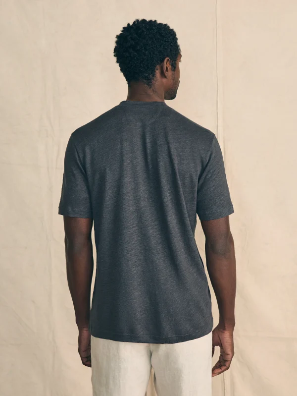 T-Shirts & Henleys | Faherty Brand Short-Sleeve Linen Henley - Black Iron