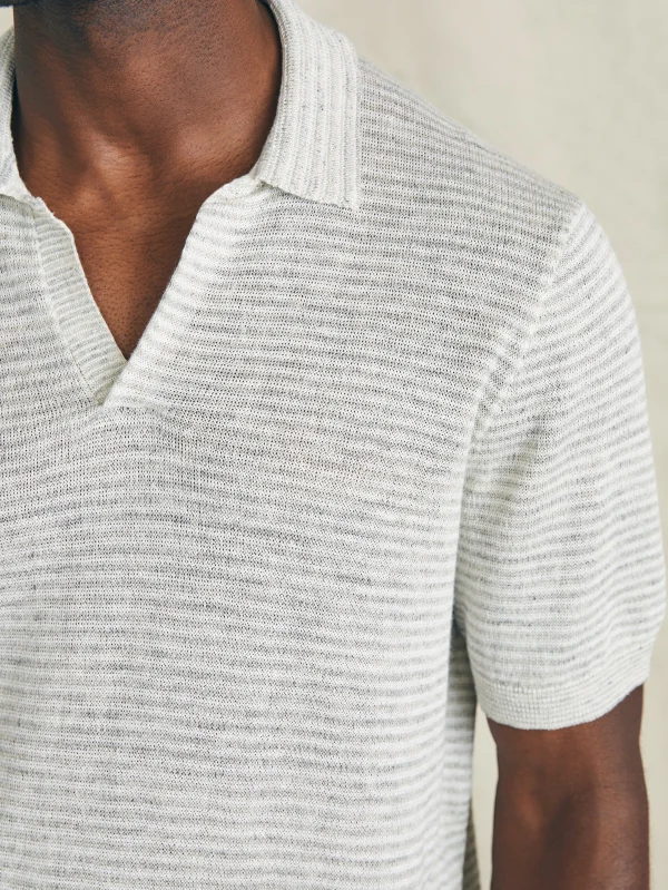 Sweaters | Faherty Brand Short-Sleeve Linen Sweater Polo - Ivory Steel Feeder