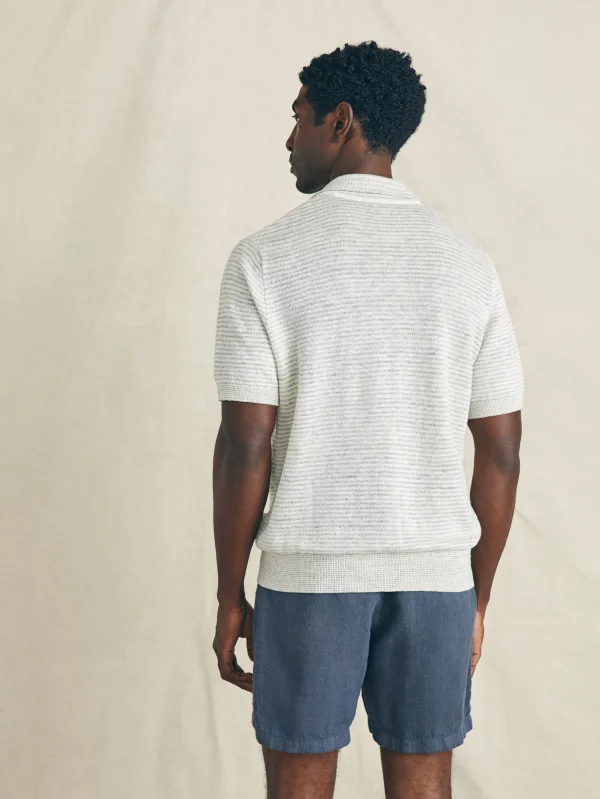 Sweaters | Faherty Brand Short-Sleeve Linen Sweater Polo - Ivory Steel Feeder