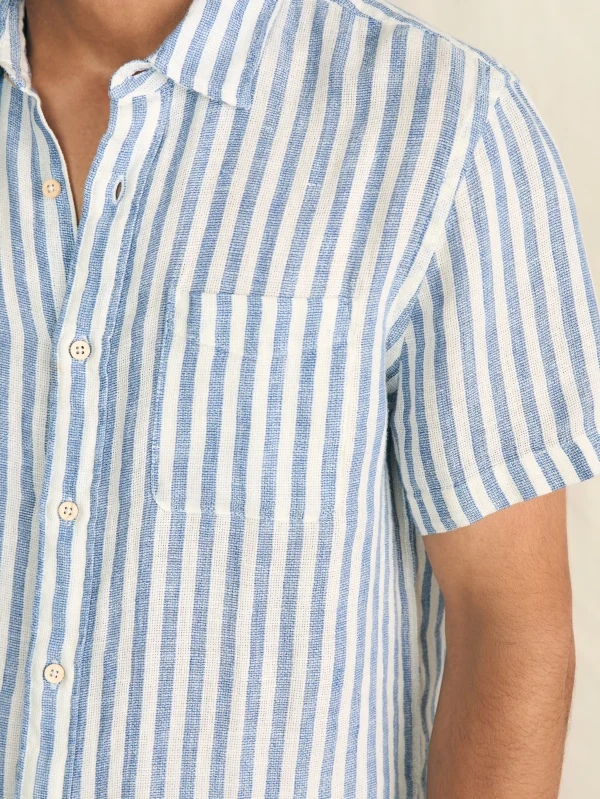 Shirts | Faherty Brand Short-Sleeve Palma Linen Shirt - Horizon Ivory Stripe