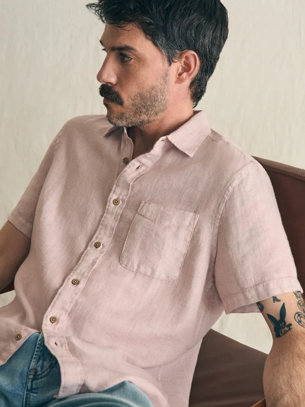 Shirts | Faherty Brand Short-Sleeve Palma Linen Shirt - Coastal Mauve