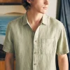 Shirts | Faherty Brand Short-Sleeve Palma Linen Shirt - Canyon Olive Basketweave