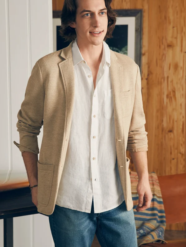 Shirts | Faherty Brand Short-Sleeve Palma Linen Shirt (Tall) - Bright White Basketweave