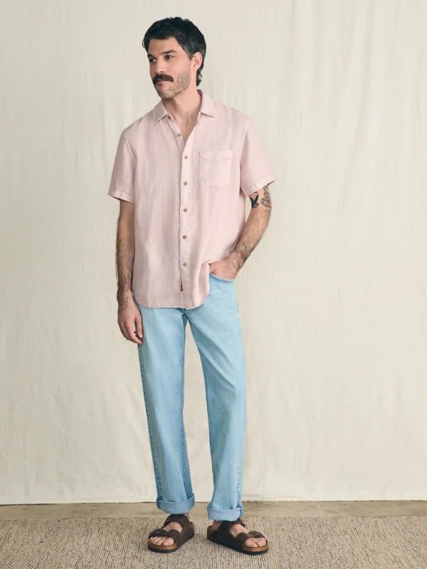 Shirts | Faherty Brand Short-Sleeve Palma Linen Shirt - Coastal Mauve