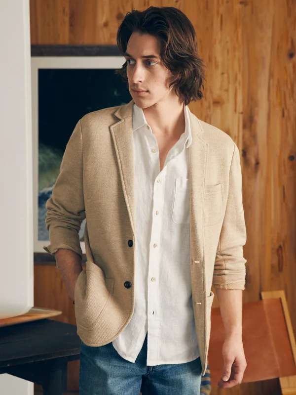 Shirts | Faherty Brand Short-Sleeve Palma Linen Shirt (Tall) - Bright White Basketweave