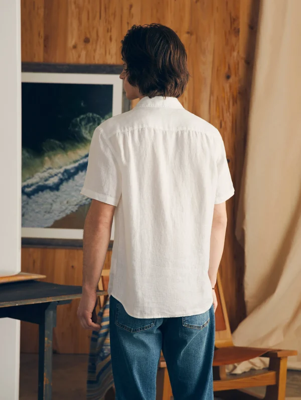 Shirts | Faherty Brand Short-Sleeve Palma Linen Shirt (Tall) - Bright White Basketweave