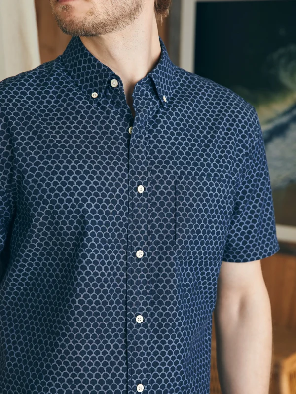 Shirts | Faherty Brand Short-Sleeve Stretch Playa Shirt - Midnight Fishscale