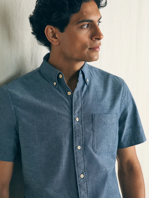 Shirts | Faherty Brand Short-Sleeve Stretch Playa Shirt (Tall) - Weathered Blue