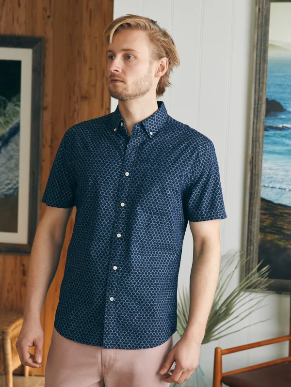 Shirts | Faherty Brand Short-Sleeve Stretch Playa Shirt - Midnight Fishscale