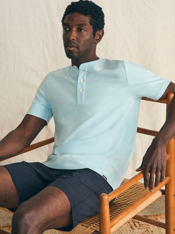 T-Shirts & Henleys | Faherty Brand Short-Sleeve Sunwashed Henley - Blue Oasis