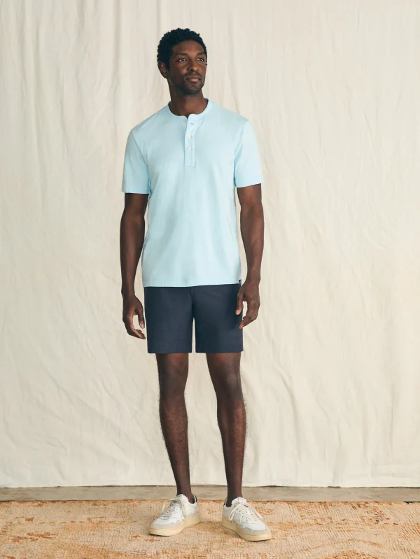 T-Shirts & Henleys | Faherty Brand Short-Sleeve Sunwashed Henley - Blue Oasis