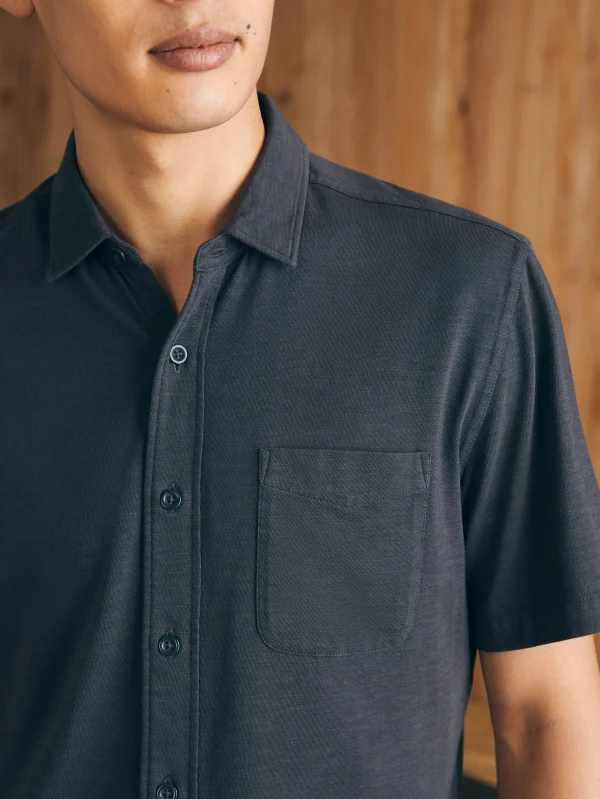 Shirts | Faherty Brand Short-Sleeve Sunwashed Knit Shirt (Single Pocket) - Washed Black