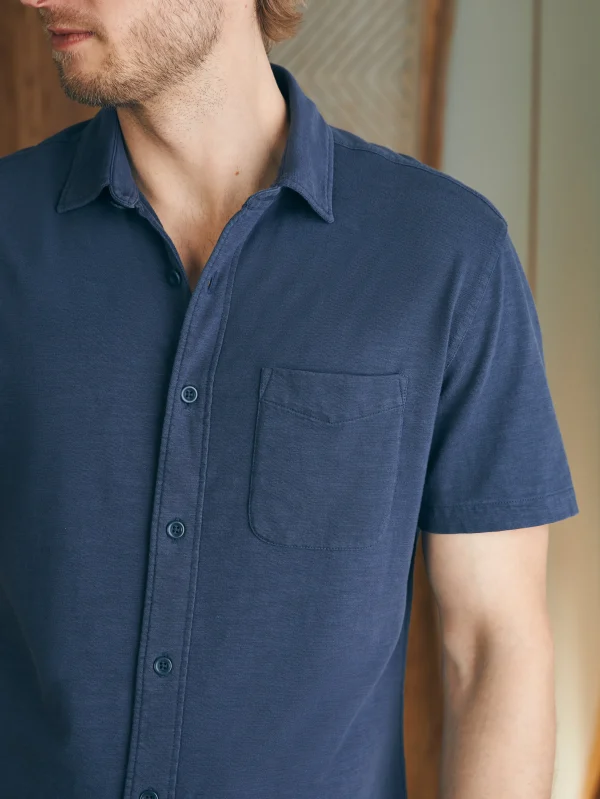 Shirts | Faherty Brand Short-Sleeve Sunwashed Knit Shirt (Single Pocket) - Dune Navy