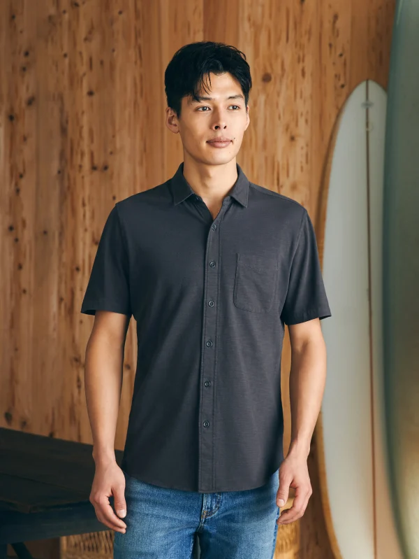 Shirts | Faherty Brand Short-Sleeve Sunwashed Knit Shirt (Single Pocket) - Washed Black