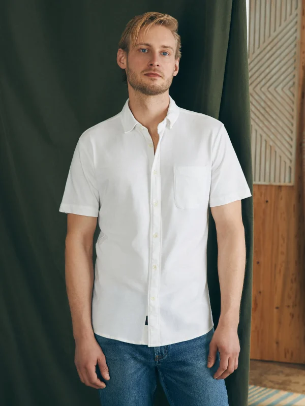 Shirts | Faherty Brand Short-Sleeve Sunwashed Knit Shirt (Single Pocket) (Tall) - White