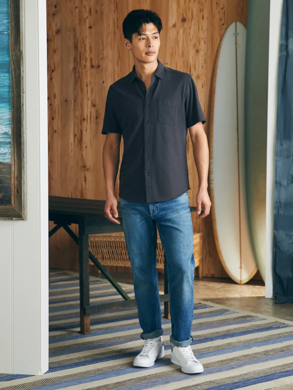 Shirts | Faherty Brand Short-Sleeve Sunwashed Knit Shirt (Single Pocket) - Washed Black