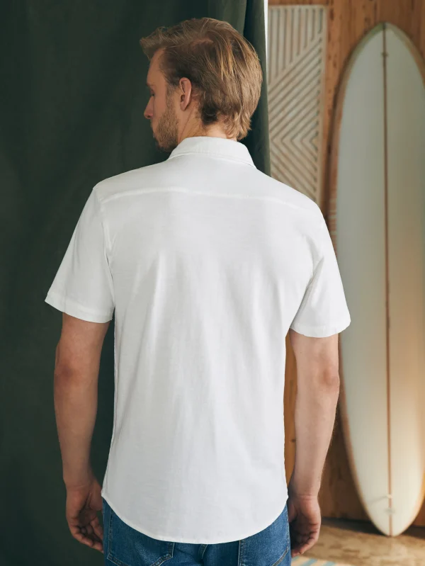 Shirts | Faherty Brand Short-Sleeve Sunwashed Knit Shirt (Single Pocket) (Tall) - White