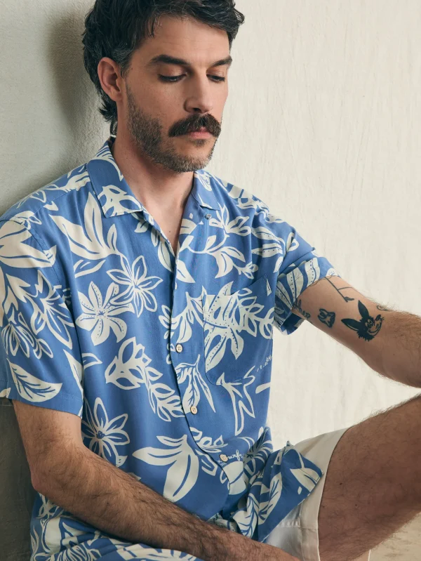 Shirts | Faherty Brand Short-Sleeve Surfrider Rayon Camp Shirt - Sky Floral