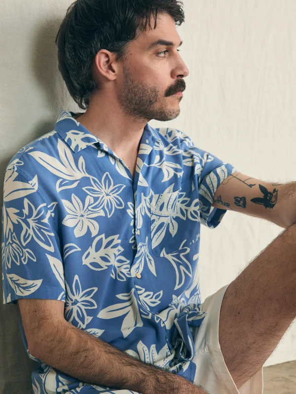 Shirts | Faherty Brand Short-Sleeve Surfrider Rayon Camp Shirt - Sky Floral