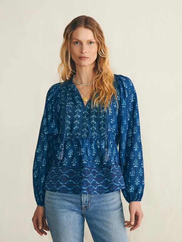 Shirts & Tops | Faherty Brand Silk Blend Solstice Top - Sunburst Mix Print