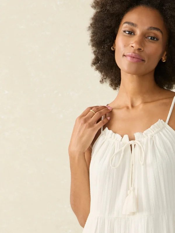 Dresses | Faherty Brand Silk Blend Sun Chaser Maxi Dress - Egret Dobby