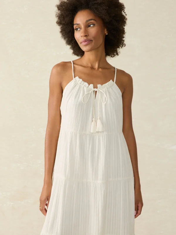 Dresses | Faherty Brand Silk Blend Sun Chaser Maxi Dress - Egret Dobby