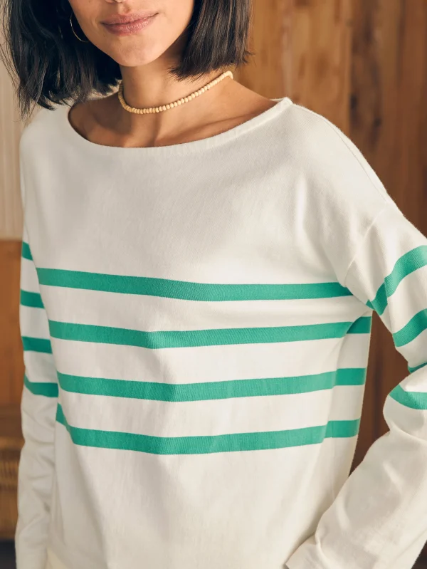 T-Shirts | Faherty Brand Sport Jersey Long-Sleeve Tee - Green Cape May Stripe