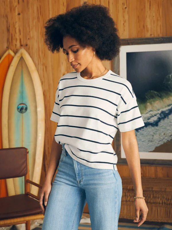 T-Shirts | Faherty Brand Sport Jersey Short-Sleeve Tee - White Osprey Stripe