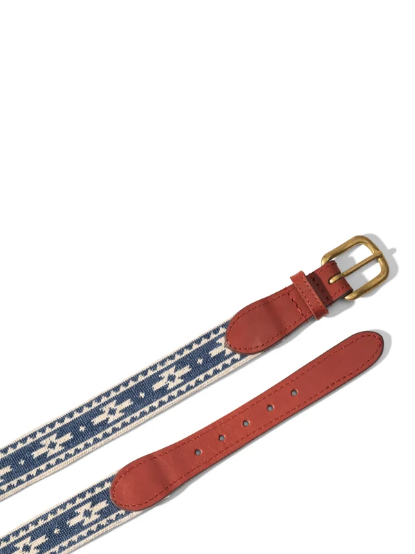 Belts | Belts | Faherty Brand Steven Paul Judd Chahtah Embroidered Belt - Navy Cream Motif