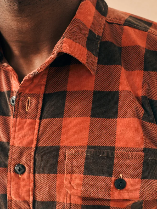 Shirts | Faherty Brand Stretch Corduroy Work Shirt - Cherry Charcoal Buffalo